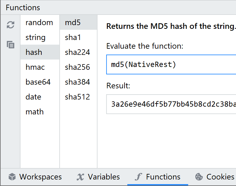 Built-in functions in NativeRest (REST Client)