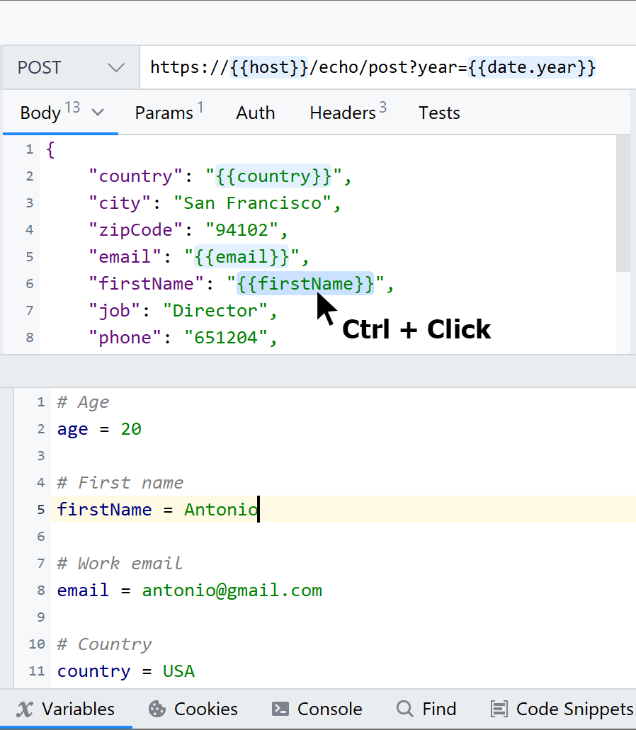 NativeRest jump to the variable declaration