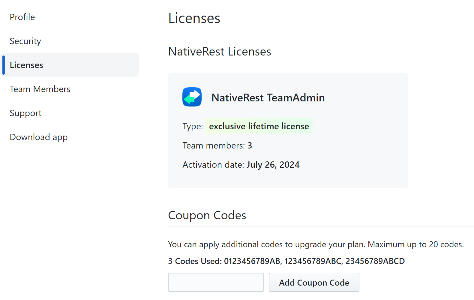 NativeRest licenses