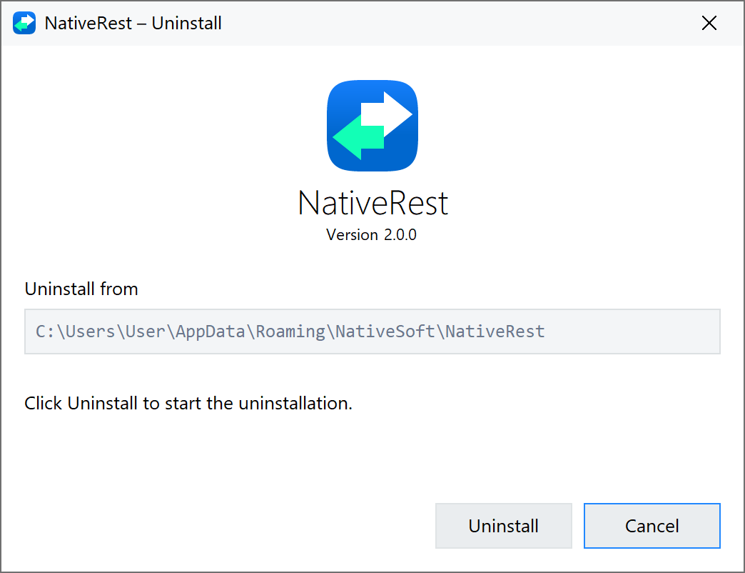 Uninstall NativeRest – REST Client for Windows